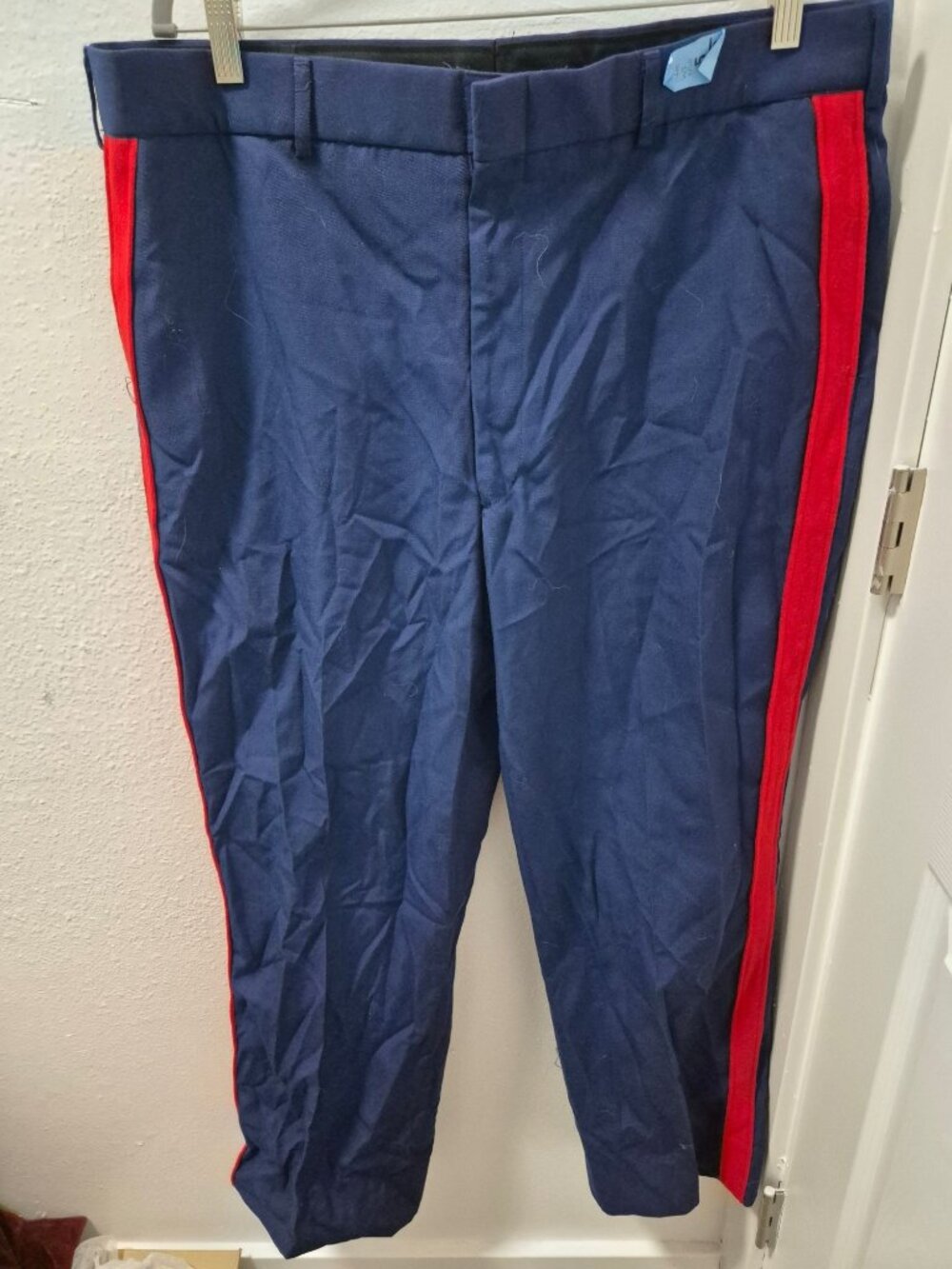 Mens Military Dress Blue Uniform Pants With Red Stripe Wool Blend Size 40L